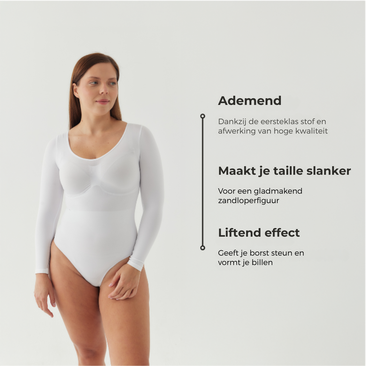 Shalux© - Bodysuit Sculpting Shapewear Longsleeve met Slip