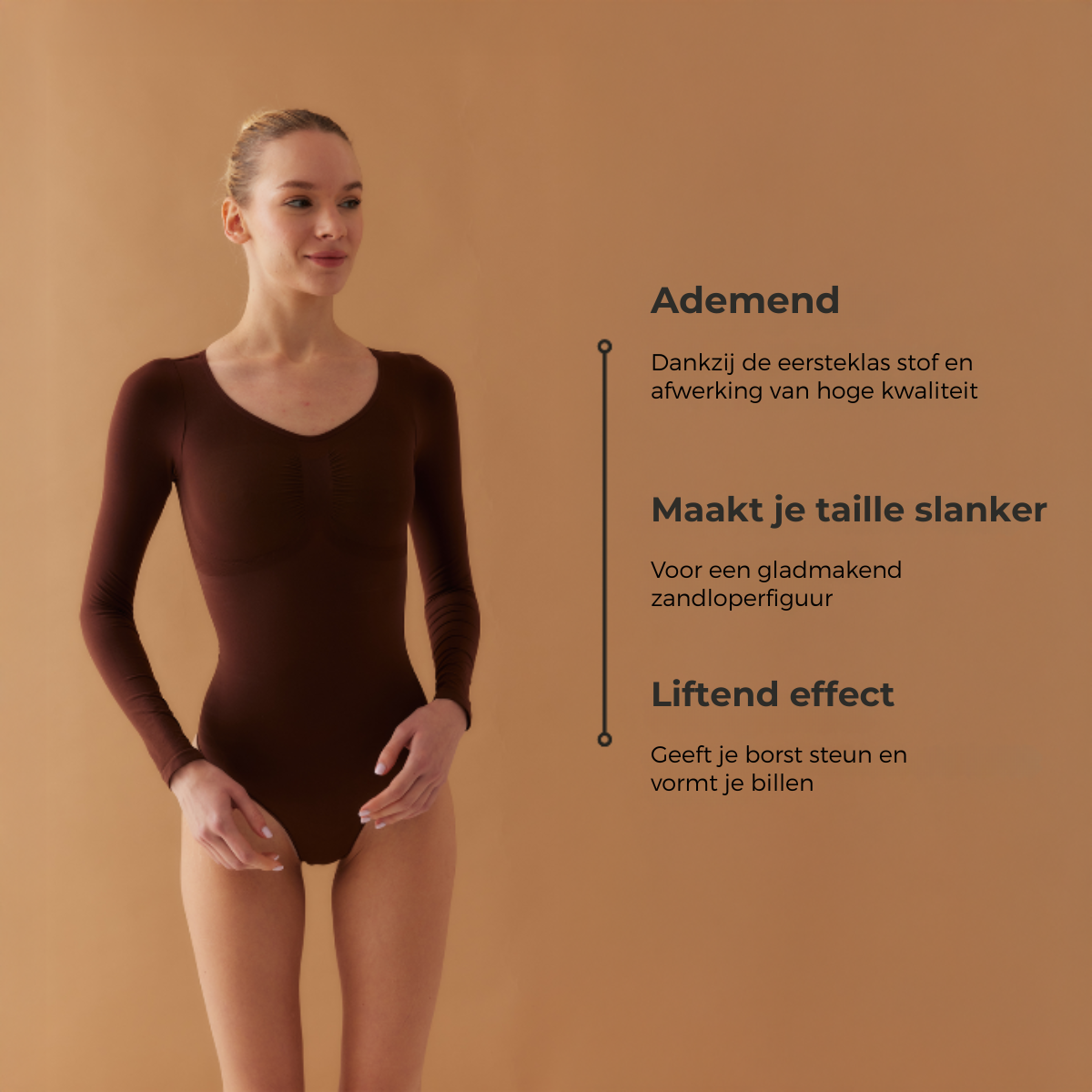Shalux© - Bodysuit Sculpting Shapewear Longsleeve met String