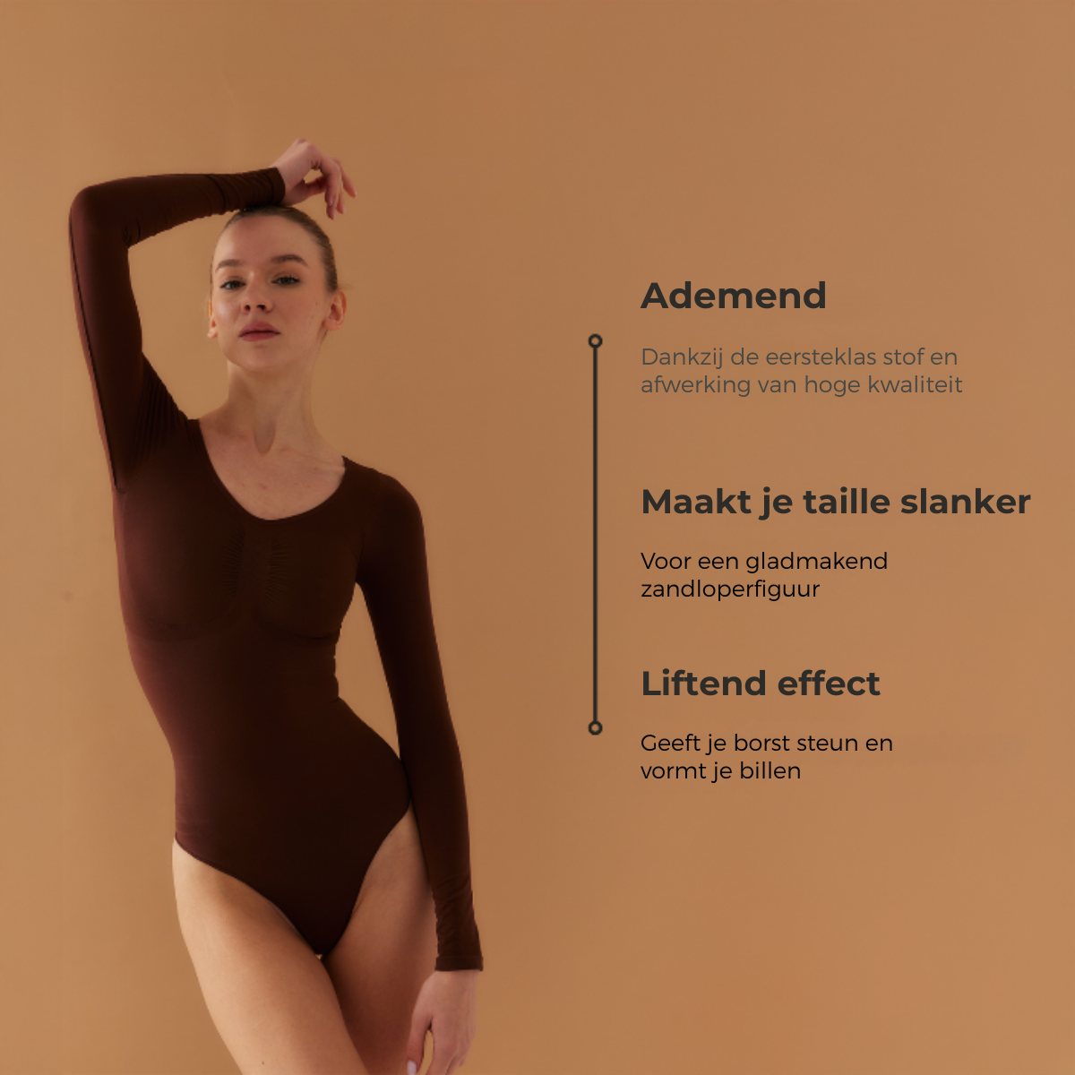 Shalux© - Bodysuit Sculpting Shapewear Longsleeve met Slip