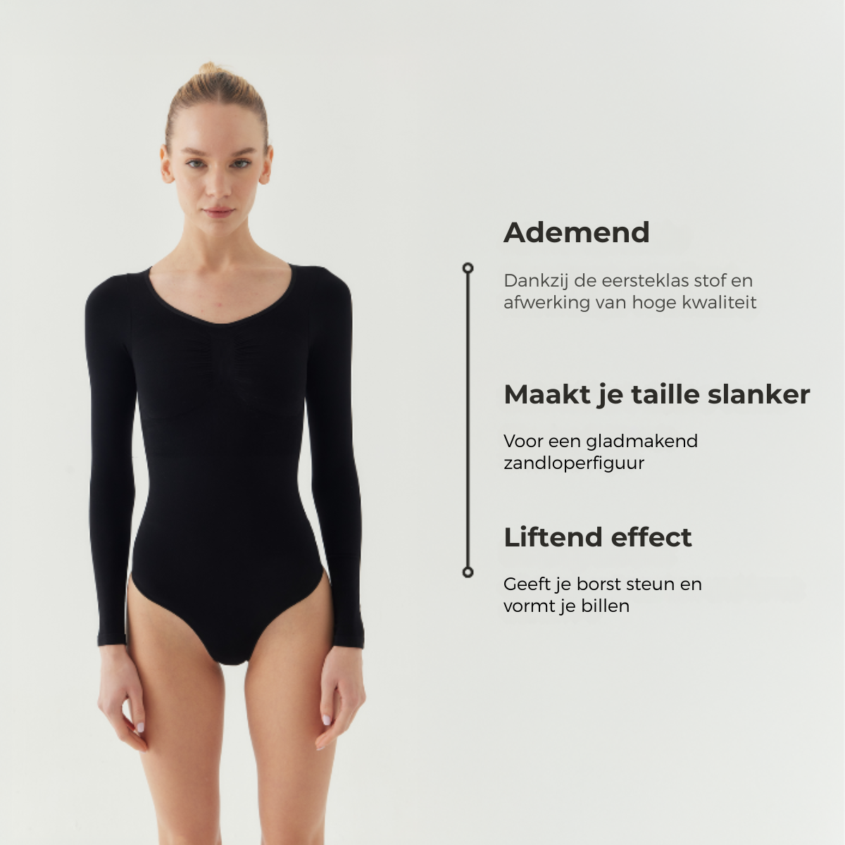 Shalux© - Bodysuit Sculpting Shapewear Longsleeve met Slip