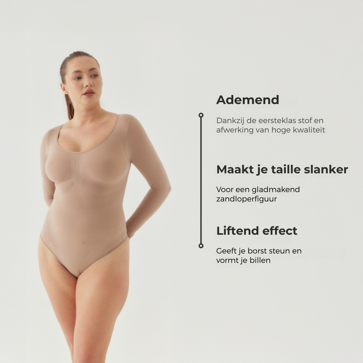 Shalux© - Bodysuit Sculpting Shapewear Longsleeve met Slip