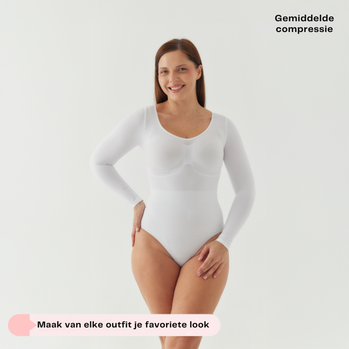 Shalux© - Bodysuit Sculpting Shapewear Longsleeve met Slip